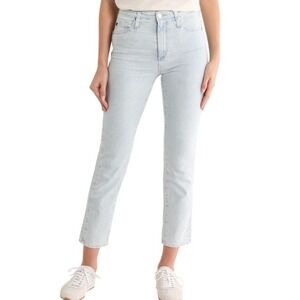 NWT AG Isabelle High Waist Side Panel Ankle Skinny Jeans 28 Blue Stripe Sea Salt